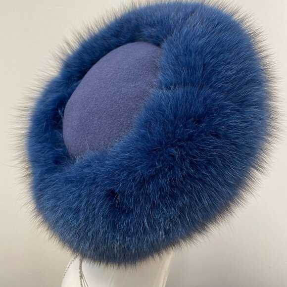 Genuine Fox Hat (Cobalt Blue) - Picture 2 of 2